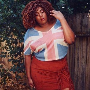 Plus Size Union Jack Mesh Crop Top